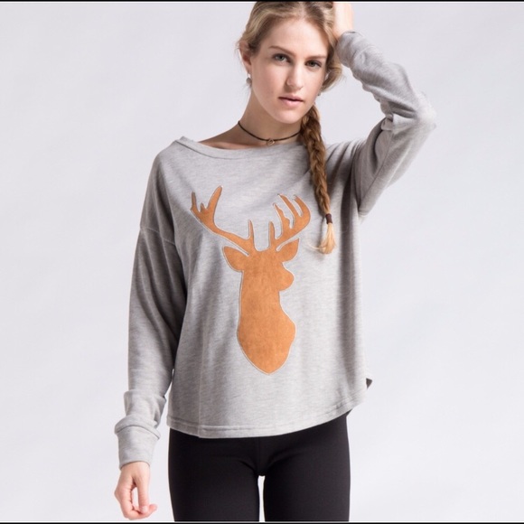 LAST 1!! Suede deer sweatshirt - Picture 3 of 6